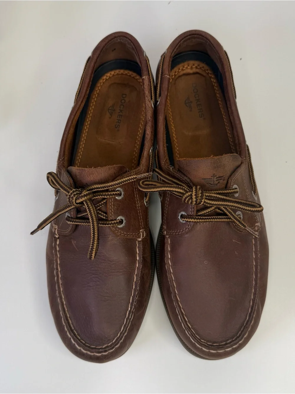 Dockers Mens Vargas Loafers Brown Leather Classic Lace Up Boat Shoes Size 11.5W